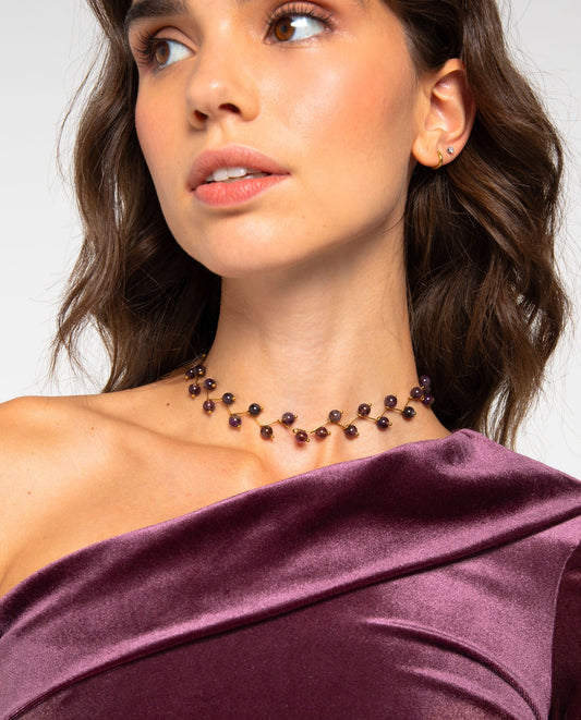 COLLAR ZIGY AMETHYST · ACERO BAÑO ORO